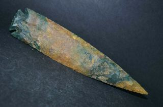 Green N Gold 7.  2 " Flint Spearhead Chert Point Knife Blade Arrowhead B6944