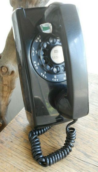Vintage 1959 Black Rotary Dial Wall Mount Telephone Bell Systems Phone