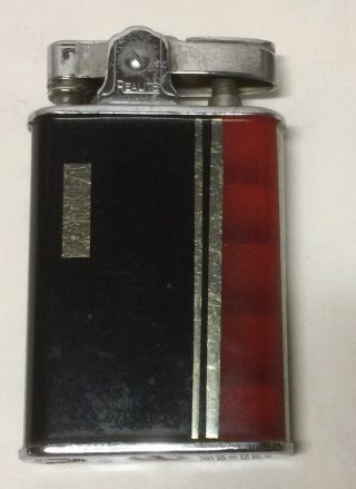 Vintage Realite Pocket Lighter Art Deco Black & Red Enamel W/chrome Sparks Rare
