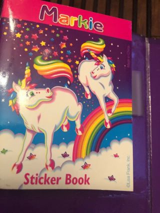 Vintage Tri - Fold Lisa Frank Stickerbook/Address Book/Diary/ Markie Unicorn 4