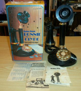 Vintage Bonnie & Clyde Candlestick Rotary Telephone Radio Shack Model 43 - 431a