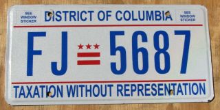 Washington Dc - District Of Columbia License Plate 2015 Fj 5687