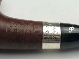 Peterson Sherlock Holmes Deerstalker Smooth Finish Sterling Silver Mounted Pipe 2