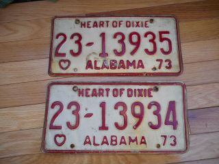 Covington County Alabama 1973 License Plate Tags Car Truck Matching 23 - 13935