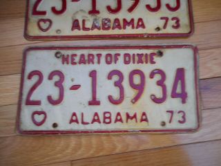 Covington County Alabama 1973 License Plate Tags Car Truck Matching 23 - 13935 3