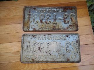 Covington County Alabama 1973 License Plate Tags Car Truck Matching 23 - 13935 4