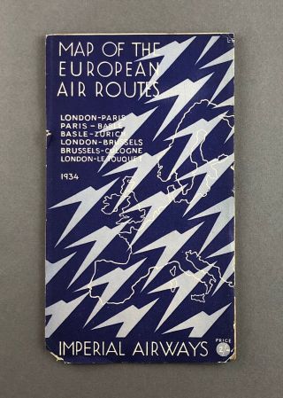 Imperial Airways Map Of The European Air Routes Route Map 1934 Edward Bawden