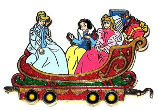 LE 100 Disney Pin✿Princess Christmas Holiday Train Presents Gifts Sleigh Ride LE 2