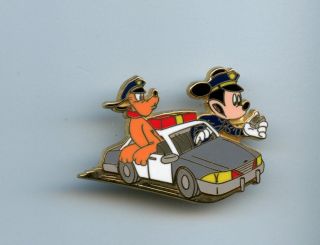 Jds Japan Disney Patrol Team Policeman Mickey Mouse K9 Dog Pluto Police Car Pin