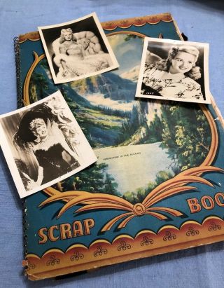 Vintage Movie Star Scrap Book Betty Gable & 3 Glossies Advertising