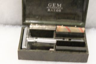 Vintage Gem Micromatic Safety Razor In Case With Blade Holders
