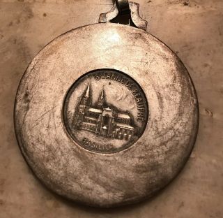 Antique Silver 925.  St.  Anne De Beaupre Basilica Religious Medal Pendant 2