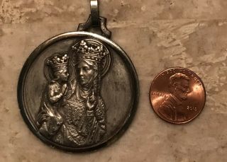 Antique Silver 925.  St.  Anne De Beaupre Basilica Religious Medal Pendant 3