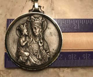 Antique Silver 925.  St.  Anne De Beaupre Basilica Religious Medal Pendant 7
