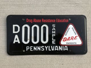 Pennsylvania Pa Black D.  A.  R.  E “drug Abuse Resistance Education” License Plate