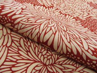 2D03z40 Vintage Japanese Kimono Silk FABRIC Dark red Chrysanthemum 60.  6 
