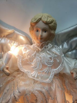 Vintage Lighted Animated Angel Tree Topper With Box 95 Porcelain