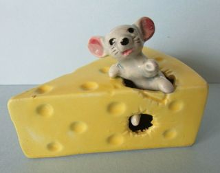 Fab Rare Vintage C1960s Retro Mouse In A Wedge Of Cheese Ornament