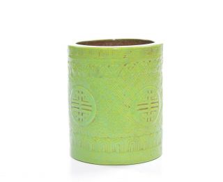 A Chinese Green Enamel Porcelain Brush Pot 3