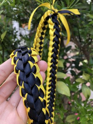 Black & Yellow/gold Satin Double Ribbon Graduation Lei (custom Orders Available)