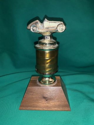 Vintage Drag Strip Auto Drag Racing Derby Trophy Gold Classic Car Wood Base