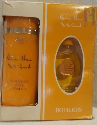 Rare On The Wind Bourjois Cologne Spray Perfume Powder Gift Set Vintage