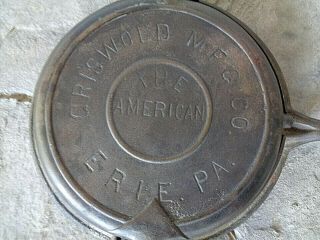 Griswold Cast Iron No.  8 The American Waffle Iron W/low Base Large Block Letters