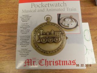 Mr Christmas 2005 Animated Train Pocket Watch Clock Musical Railroad Music Box 4
