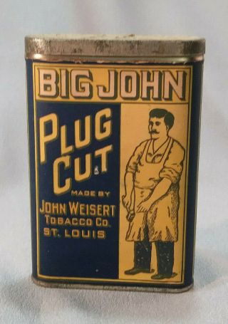 Rare Big John Tobacco Tin Early Pocket Plug Cut John Weisert St.  Louis