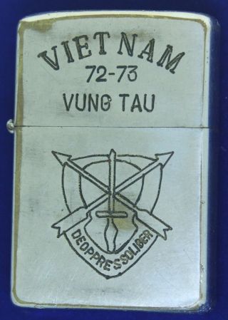 Zippo Lighter Vietnam Us Army 1st Special Forces Vung Tau 1972 - 73 Zz - 1