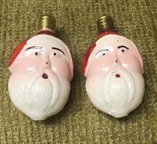 10] Vintage 1960’s Figural C - 6 Christmas Light Bulbs Santa Doll Lanterns Snowman 2