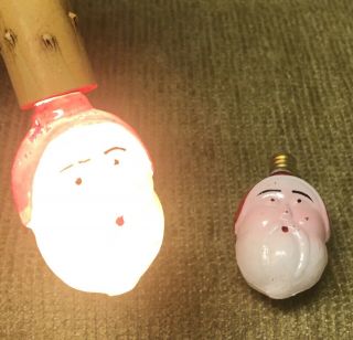 10] Vintage 1960’s Figural C - 6 Christmas Light Bulbs Santa Doll Lanterns Snowman 3