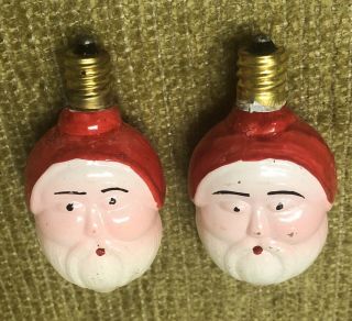 10] Vintage 1960’s Figural C - 6 Christmas Light Bulbs Santa Doll Lanterns Snowman 4