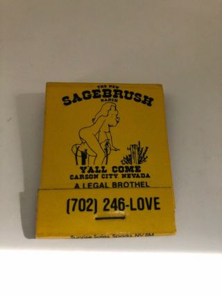 Vintage Full Matchbook The Sagebrush Ranch Legal Brothel Carson City Nevada