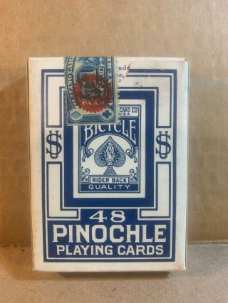 Vintage Tax Stamp 48 Bicycle Pinochle Rider Back Deck Of Playing Cards.