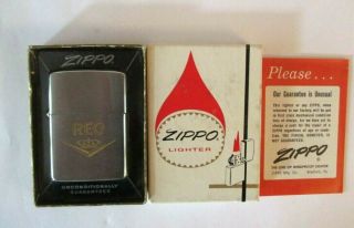 Vintage Zippo Lighter - Reo Company Logo - W Org Box - Vgc