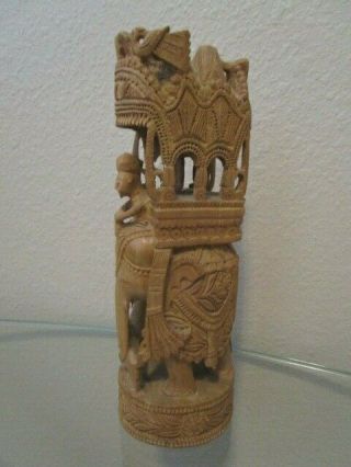 Ganesha Wood Carved Sculpture Hindu Elephant God Statue Figurine Vintage