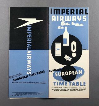 Imperial Airways European Summer 1937 Airline Timetable