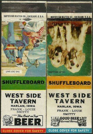 2 Yes Two Different West Side Tavern Vintage Matchbook Covers Harlan Iowa Ia