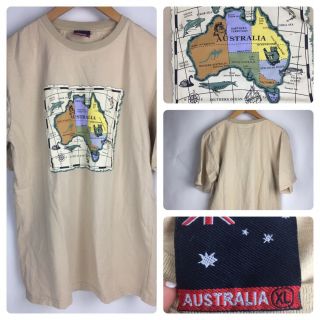 Australia Brand Australia Map Continent Kangaroo Koala Beige T Shirt Size Xl