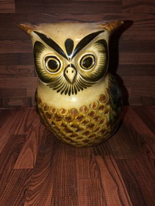 Vtg.  Mexican Tonala Pottery Owl Signed Zm Mexico Mexican Folk Art Pottery