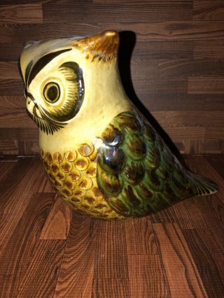 VTG.  Mexican Tonala Pottery Owl Signed ZM MEXICO Mexican Folk Art Pottery 5