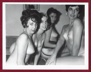 1950s Vintage Nude Photo 4 Perky Firm Breasts Dark Puffy Nips Sultry Pinups Pose