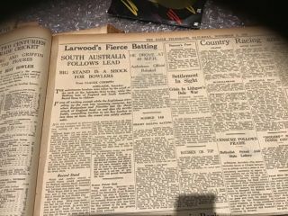 Old November 5 1932 Newspaper Don Bradman Larwood cricket Ashes Complete 3