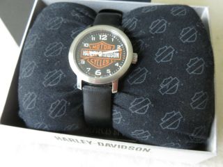 Ladies Bulova Harley Davidson Wristwatch With Black Leather Strap