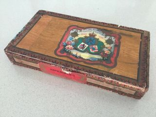 Old Wooden Cigar Box Grosvenor Club Imperiales Vintage Cigar Box
