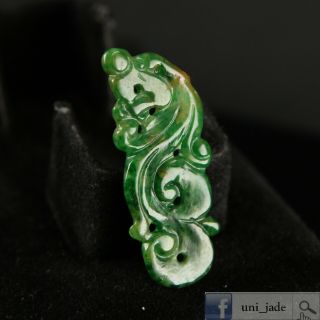 Classic Dragon Carving Imperial Green Undyed Burma Natural Jadeite Jade Pendant