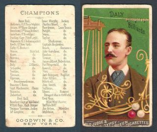 N162: Goodwin Champions: Daly Billiards Snooker: Tobacco Cigarette Card 1888