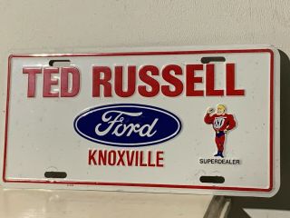 Ted Russell Ford Dealer License Plate Tag Knoxville Tennessee Tn Dealer