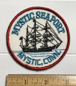 Mystic Seaport Connecticut Ct Tall Ship Round Embroidered Round Patch
